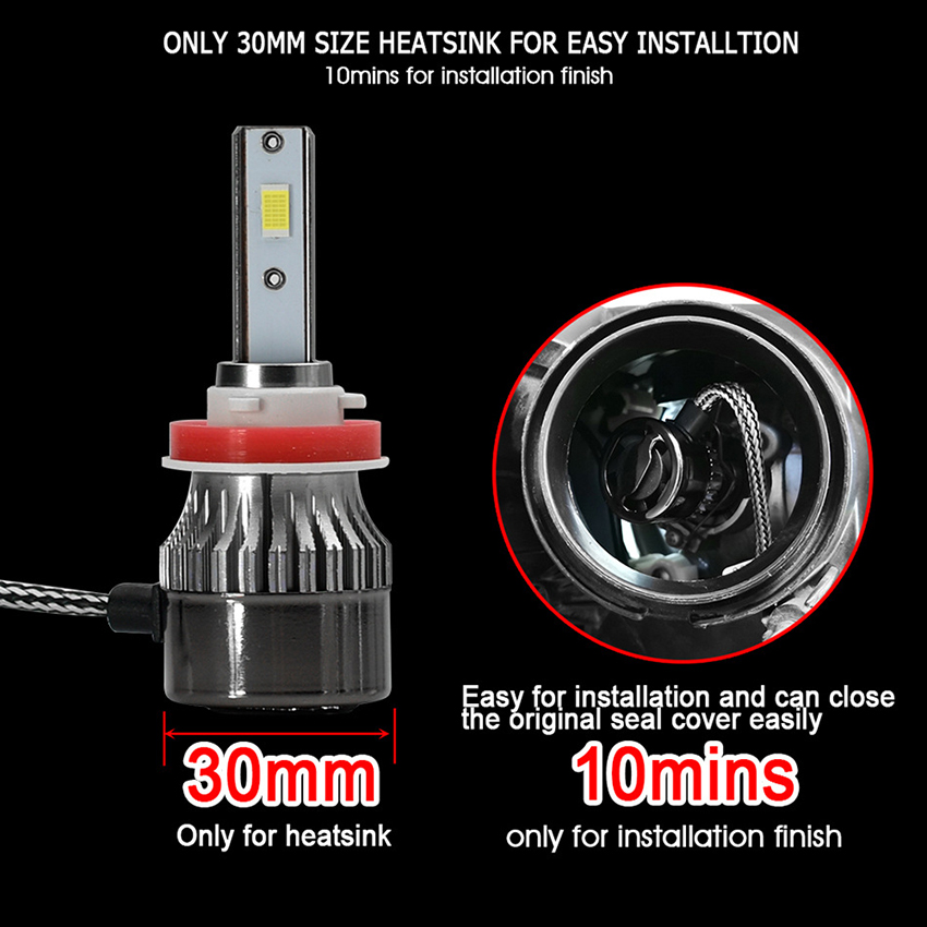 DC12-24V 20Watt Waterproof LED Car Headlight Bulb H7, H4，9005/HB3, 9006/HB4, H11/H8/H9,H13,H1, H3, 9012/HIR2, 9004/HB1, 9007/HB5,  880/881 5202 4000LM  Auto Bulb Headlamp, 2pcs/pack